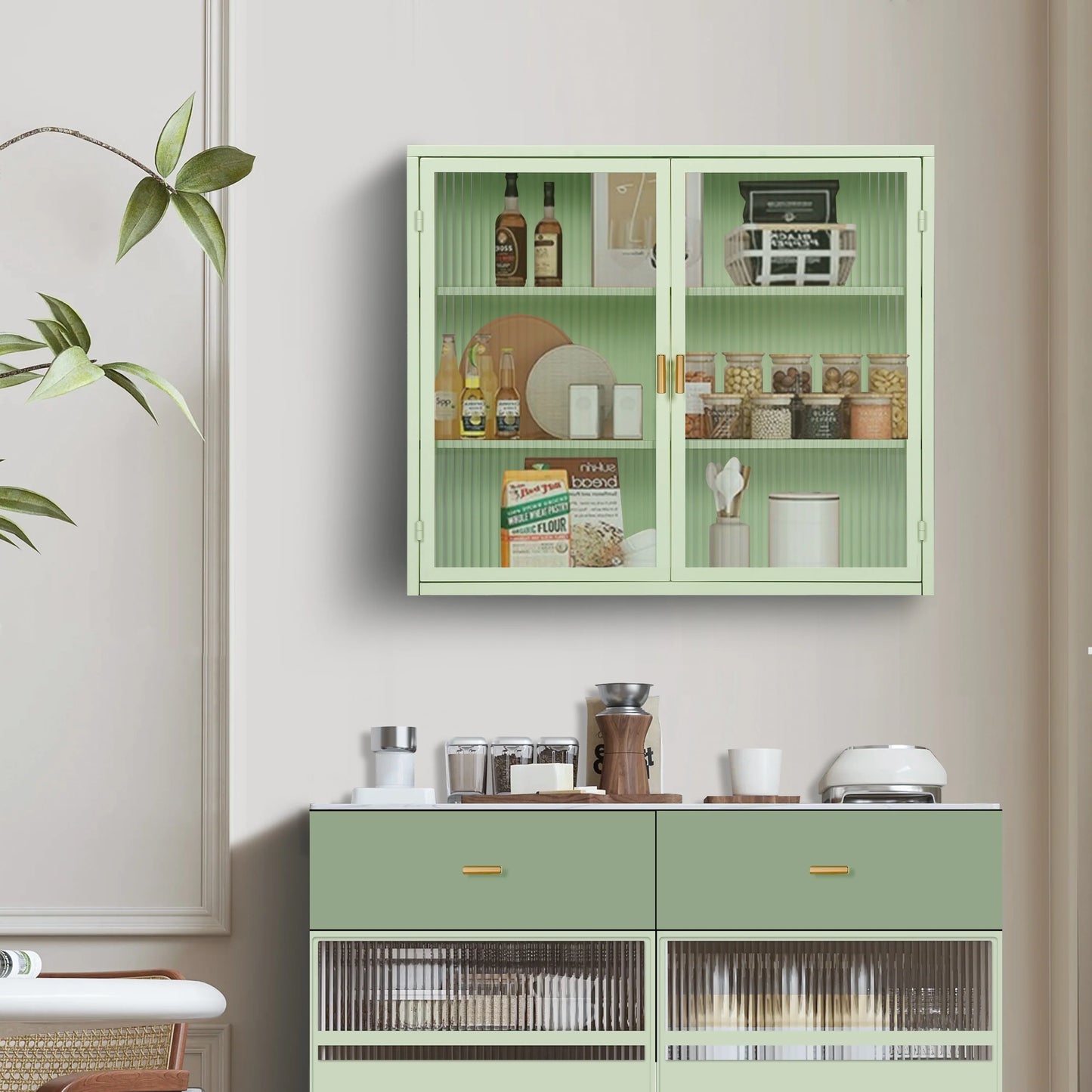 Retro Style Glass Door Wall Cabinet