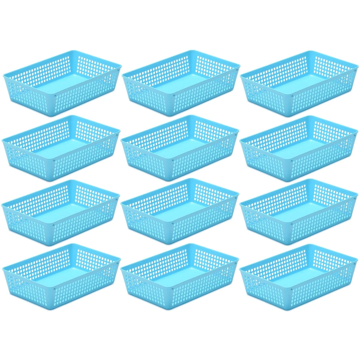 12-Pack Plastic Storage Baskets for Office Drawer, Classroom Desk