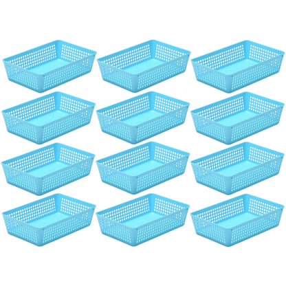 12-Pack Plastic Storage Baskets for Office Drawer, Classroom Desk