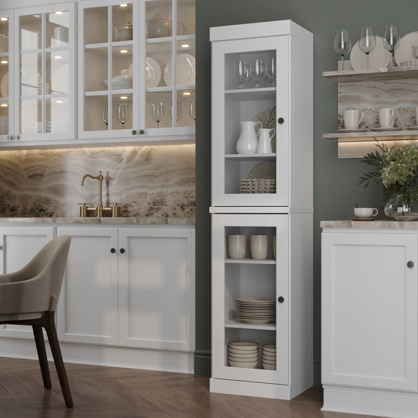 100% Solid Wood 16.5" Kitchen Pantry Cabinet with Doors by Palace Imports