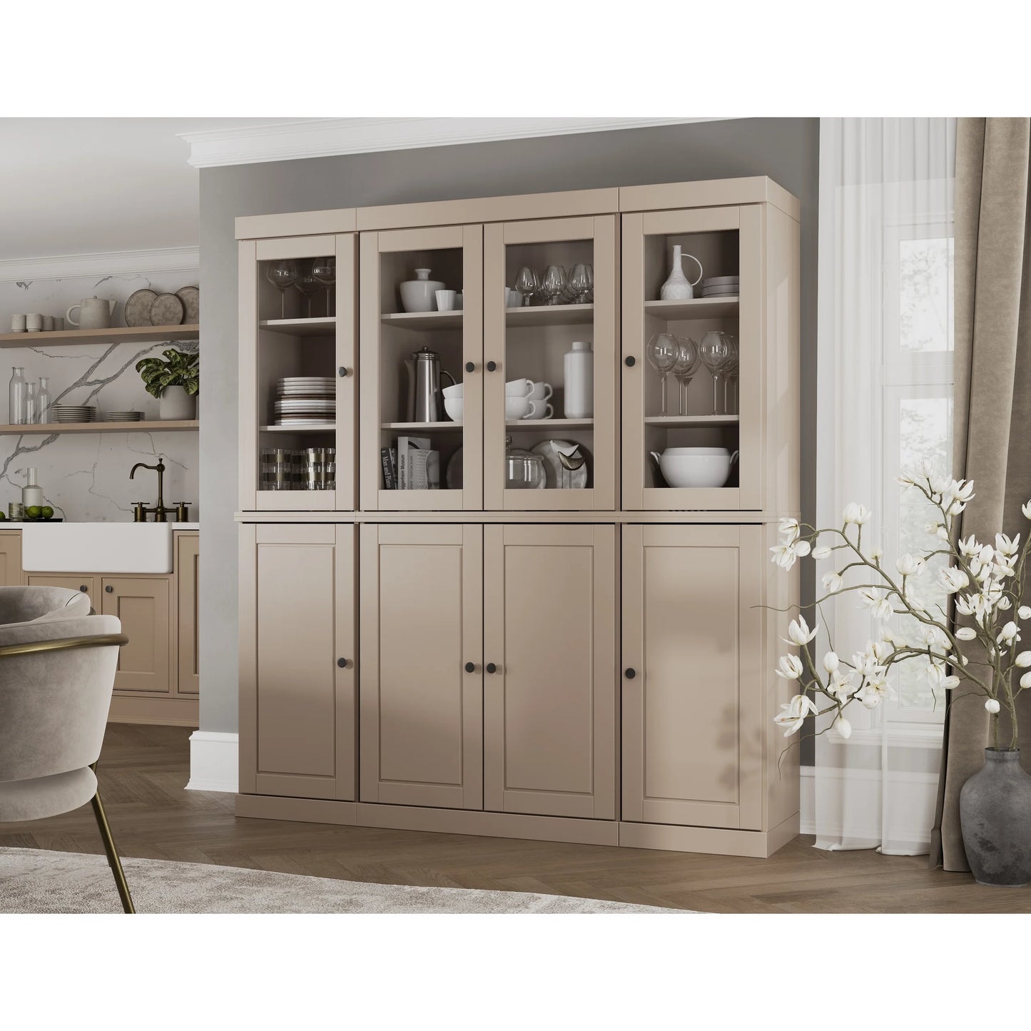100% Solid Wood 65" Kitchen China Pantry Buffet by Palace Imports - 65" x 71.5"