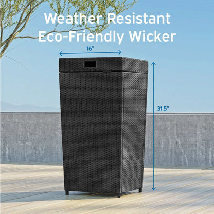 Nestl Outdoor Trash Can with Lid - 30 Gallon Durable Wicker Garbage Can for Patio