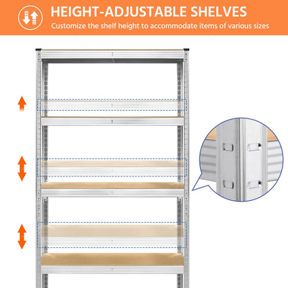 Yaheetech Adjustable 5-Tier Shelf Metal Storage Rack for Home/Office/Garage - 35.5″ L × 12″ W × 71″ H
