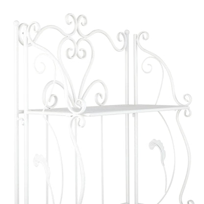 Metal Scroll Indoor Outdoor Tall Folding 5 Shelves Bakers Rack - Gold or White - Roche River Decor