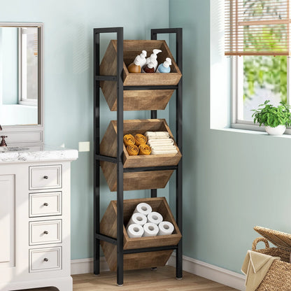 Vertical Standing Basket Storage Tower for Kitchen Bathroom Living Room