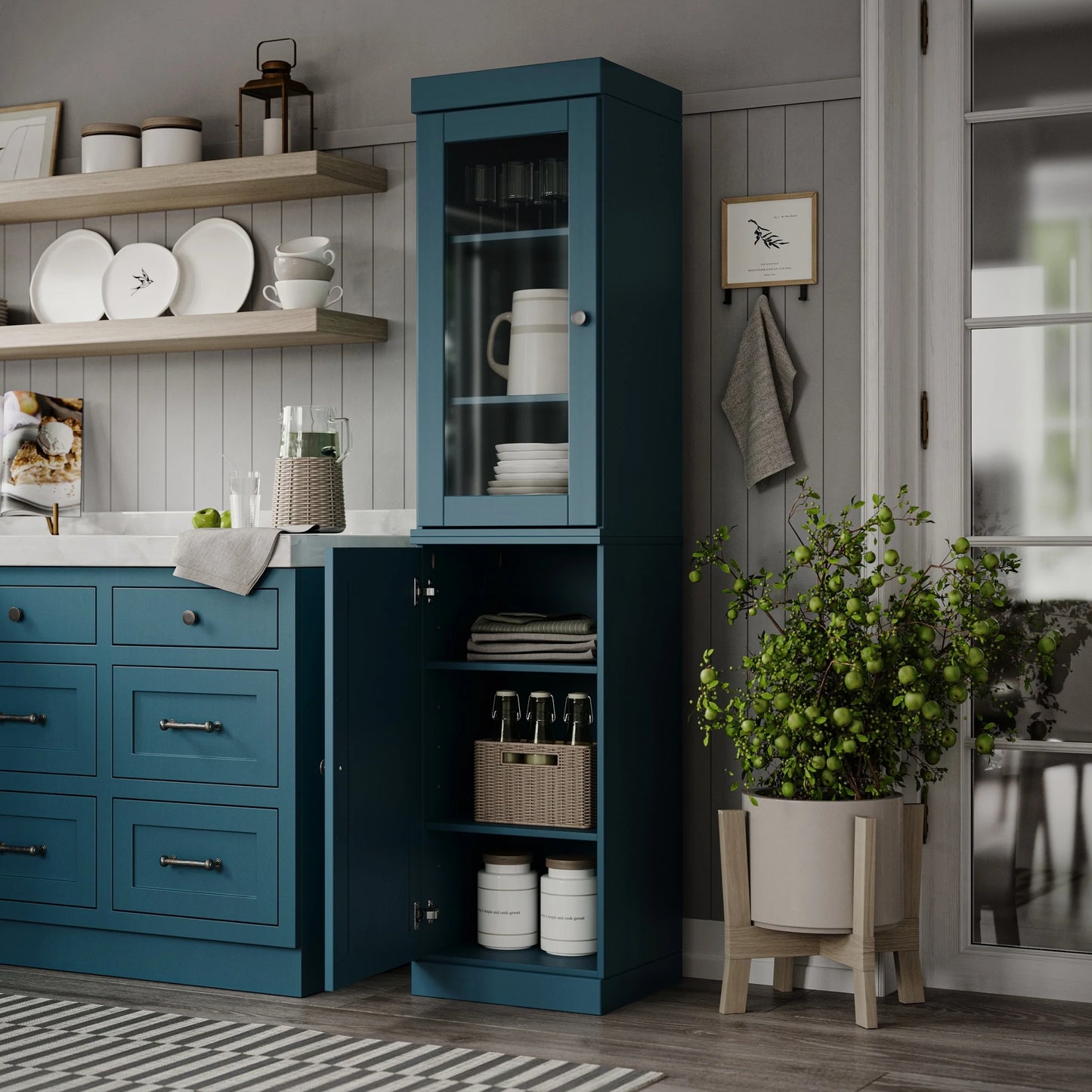 100% Solid Wood 16.5" Kitchen Pantry Cabinet with Doors by Palace Imports