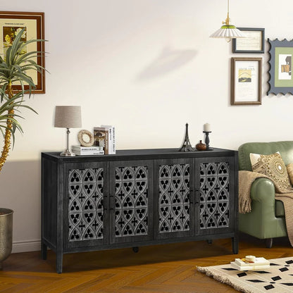 Roomfitters Hollow Four Door Antique Cabinet - American Country Style, Ideal for Living Room, TV Cabinet, Kitchen