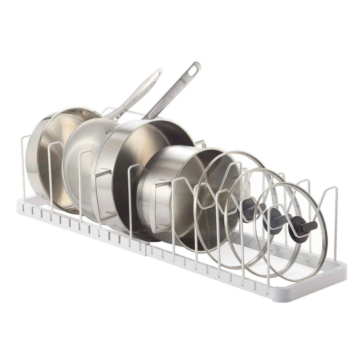 Yamazaki Home Adjustable Pot Lid Organizer, Steel - L 7.87 x W 17.72 x H 6.89 inches
