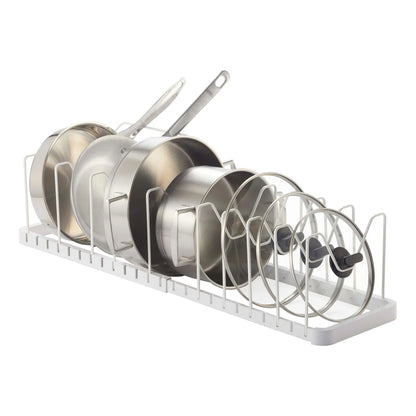 Yamazaki Home Adjustable Pot Lid Organizer, Steel - L 7.87 x W 17.72 x H 6.89 inches