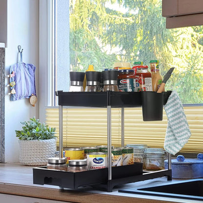 Under Sink Organizer with Sliding Storage Drawer