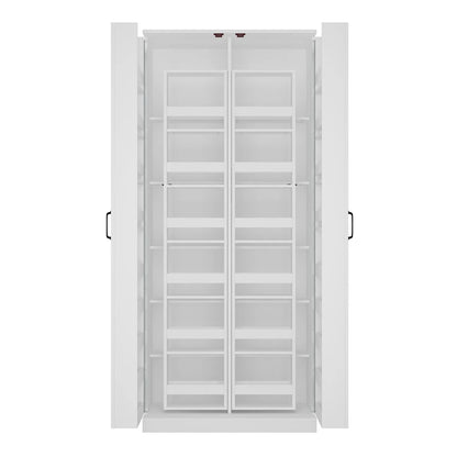 White Storage Cabinet: Kitchen Pantry, Buffet, Large 72.2"H Bookshelf