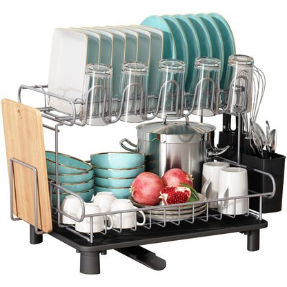 JASIWAY 2 Tier Kitchen Stainless Steel Dish Rack