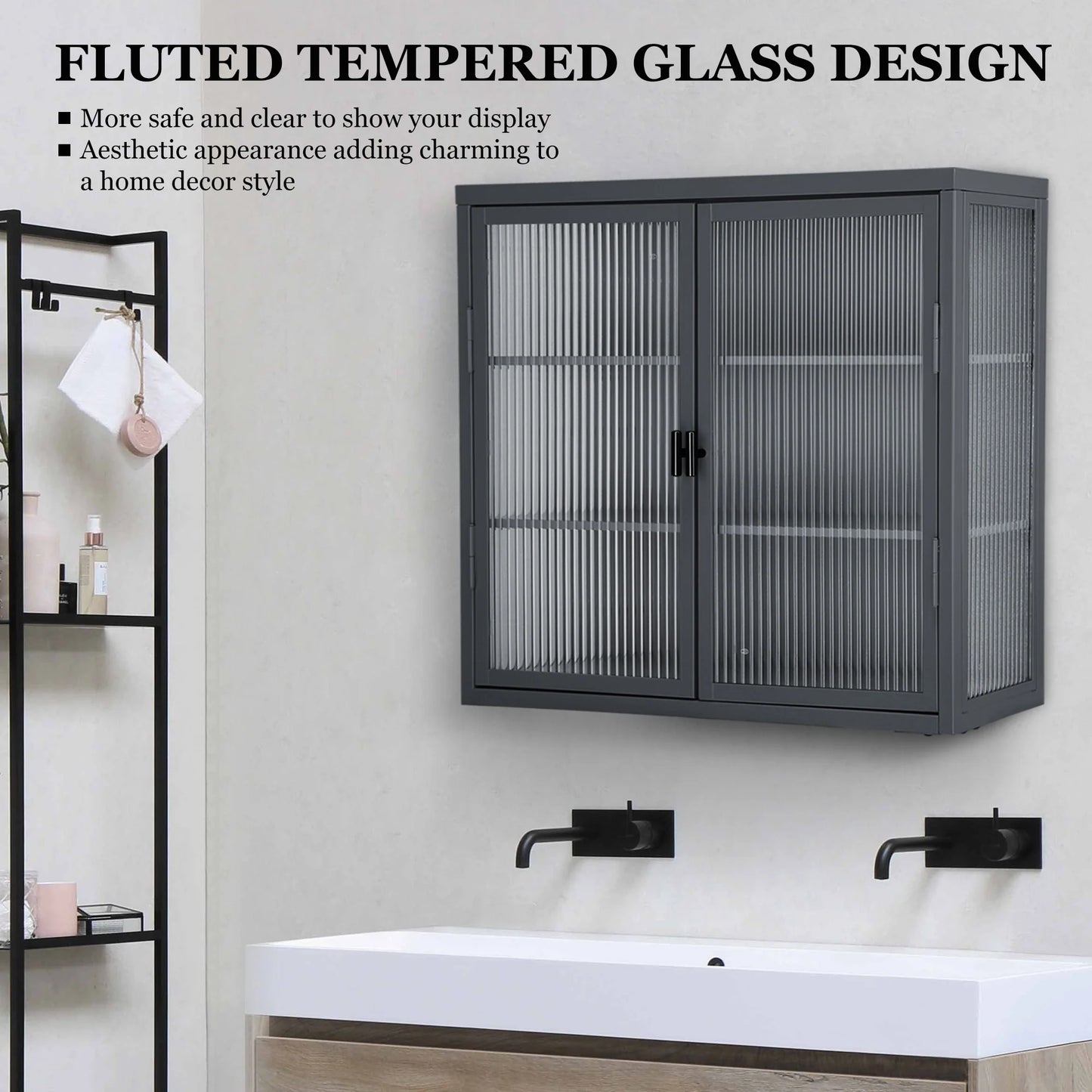 Retro Style Glass Door Wall Cabinet