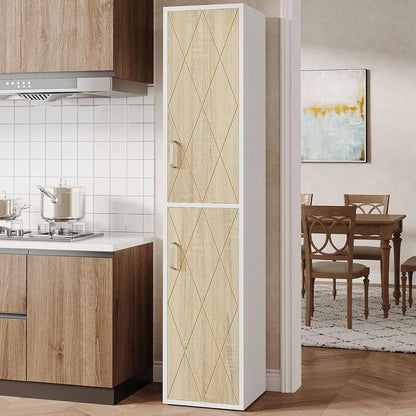 75.39-Inch Wood Storage Cabinet, Tall Floor Cabinet with 2 Doors and 6 Shelves
