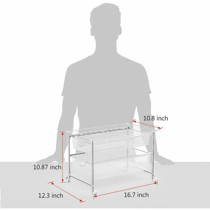 2 Tier Stackable Sliding Double Basket Cabinet Organizers, Silver