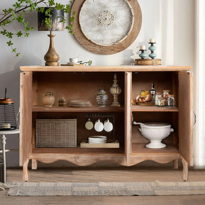 Adika Solid Wood Vintage Vibe Accent Cabinet