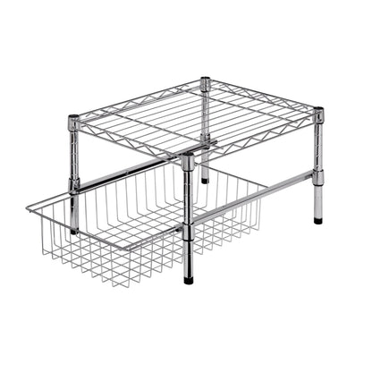 Honey-Can-Do Chrome Cabinet or Sink Organizer with Basket and Shelf