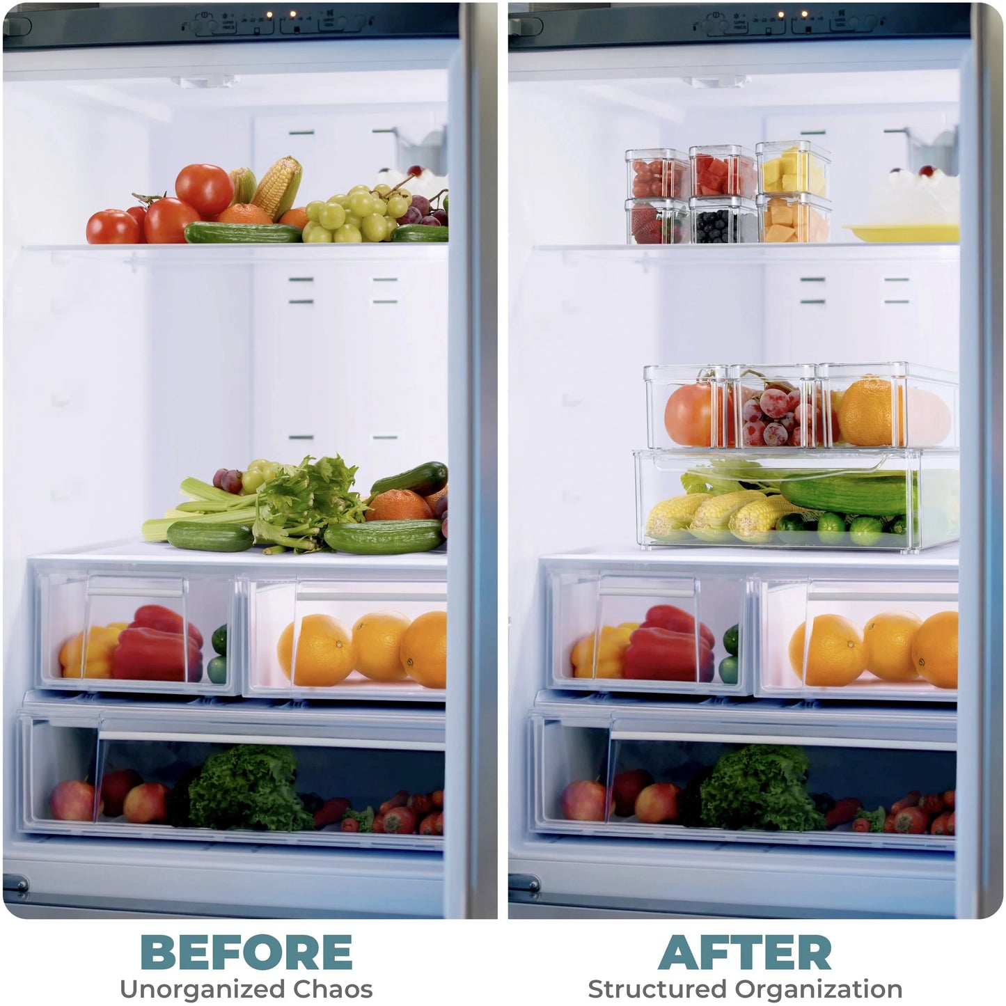 Sorbus Stackable Refrigerator Storage Bins with Lids and Handle Kitchen Pantry Storage Organizer - 10 Pack
