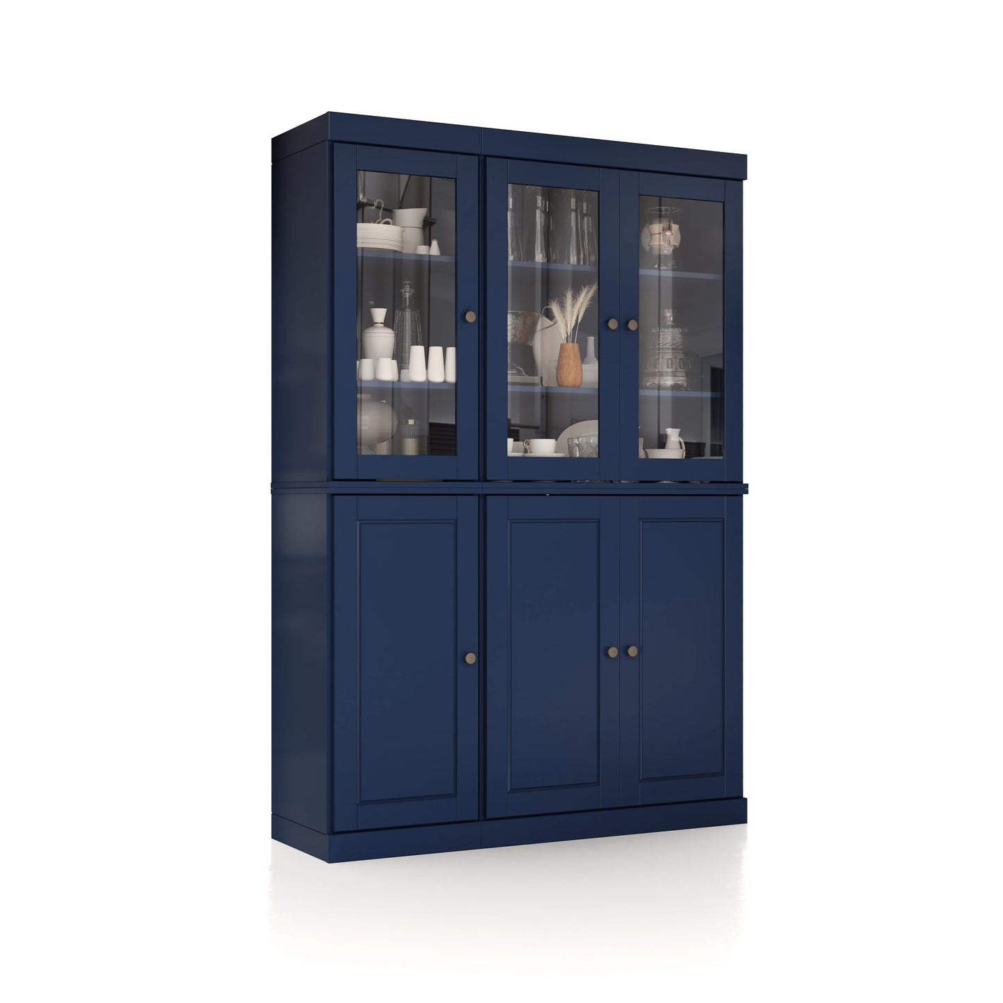 Palace Imports 100% Solid Wood China Pantry with Glass or Solid Wood Doors and 2-Drawers - 48.5" x 71.5"