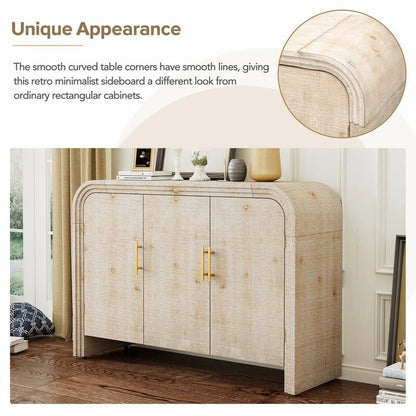 47.2''W Sideboard with Gold Handles and Adjustable Dividers - N/A