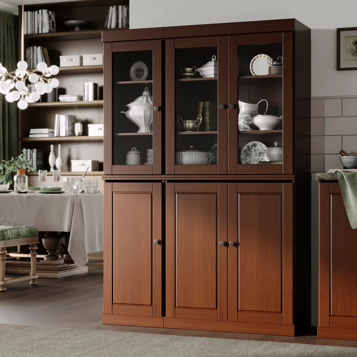 Palace Imports 100% Solid Wood 48.5" China Pantry Cabinet with Solid or Clear Glass Doors and Adjustable Shelves - 48.5" x 71.5"