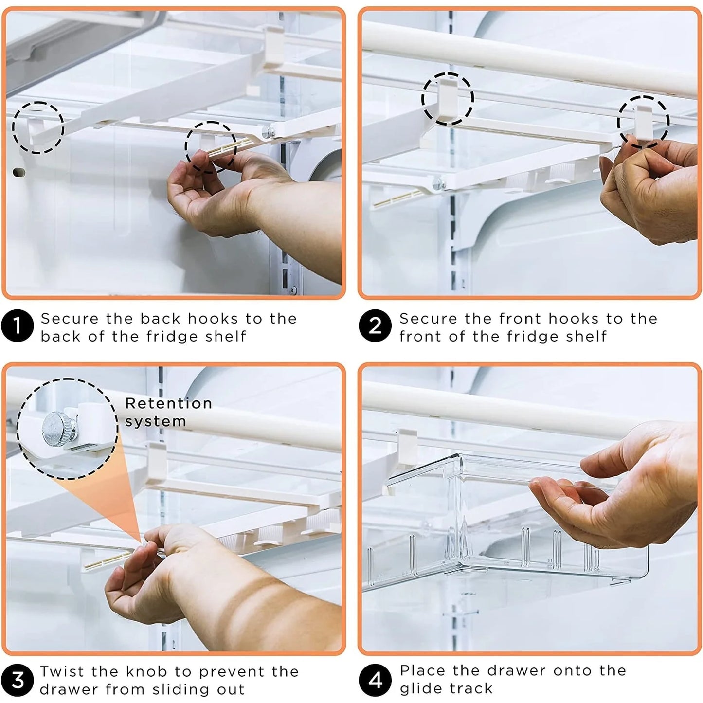 Sorbus Pull Out Fridge Drawer - Attachable Deli Drawer - Adjustable Refrigerator Storage Bin - Clear Design