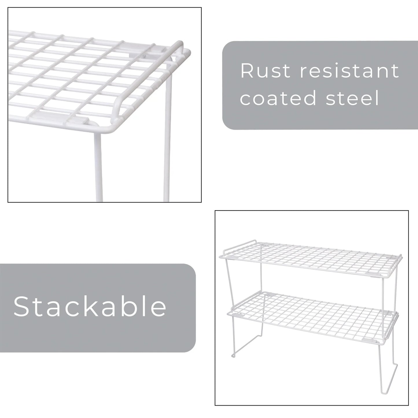 Smart Design Stacking Cabinet Shelf Rack - Extra Large 22 x 10 inch