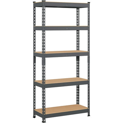 Yaheetech 5 Tiers Boltless Storage Shelf 330lb Capacity for Each Tier,Metal Frame MDF Wood Boards