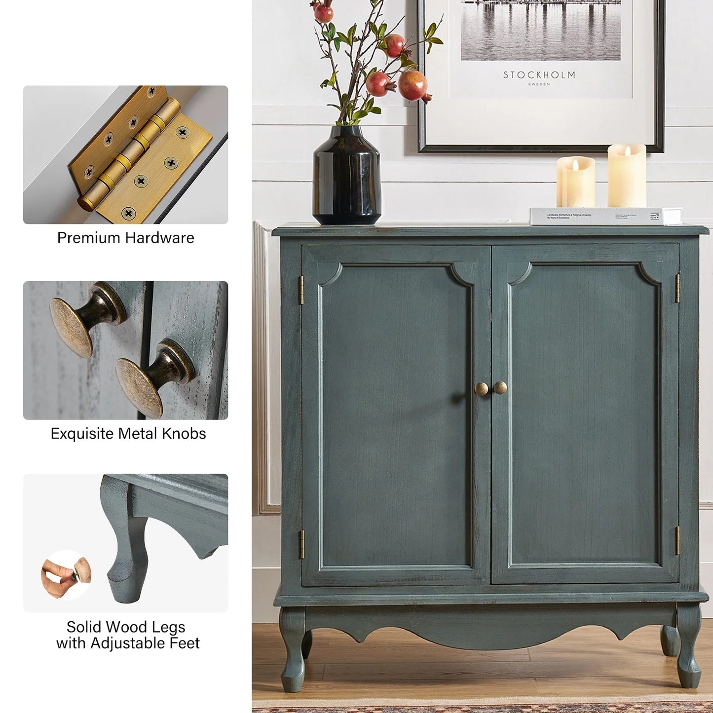 Pallantium 34"Tall-2 Door Farmhouse Style Accent Cabinet by HULALA HOME