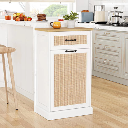 Rattarn Kitchen Tilt Out Trash Can Cabinet with Drawer