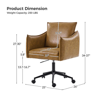 Fabius Mid-Century Modern Height-Adjustable Swivel Office Chair