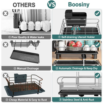 JASIWAY 2 Tier Kitchen Stainless Steel Dish Rack