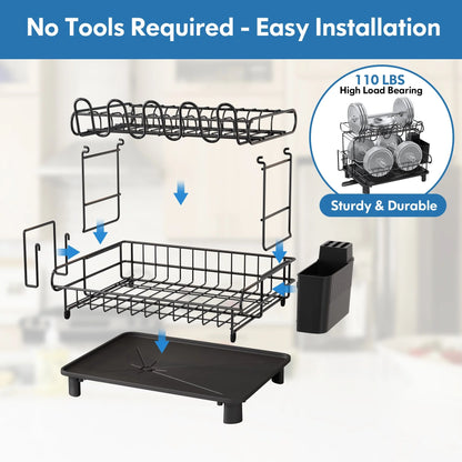 JASIWAY 2 Tier Kitchen Stainless Steel Dish Rack