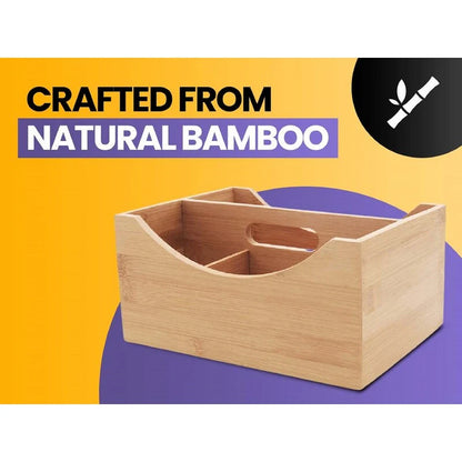 YBM HOME Bamboo 4 Compartment Organizer Tray for Drawers - 4 Compartment