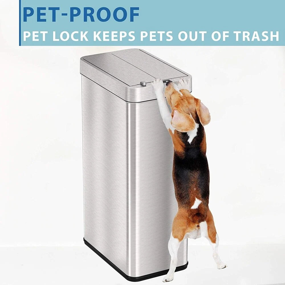 iTouchless 18 Gal Stainless Steel Wings Lid Sensor Kitchen Trash Can
