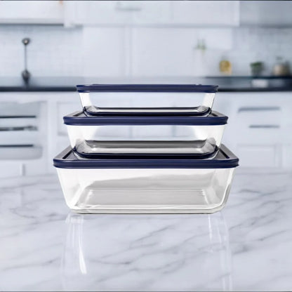 Glass Food Storage Set with Airtight Lids - Nesting, Space-Saving, BPA-Free, Microwave, Oven & Dishwasher Safe