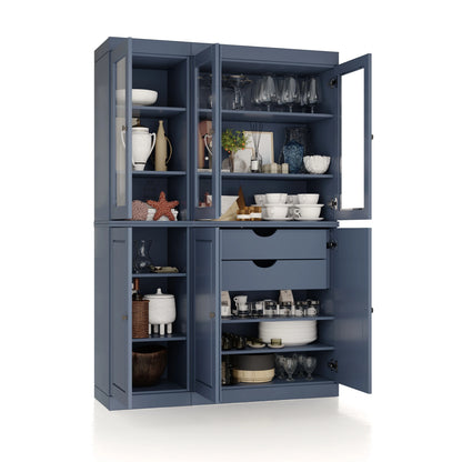 Palace Imports 100% Solid Wood China Pantry with Glass or Solid Wood Doors and 2-Drawers - 48.5" x 71.5"