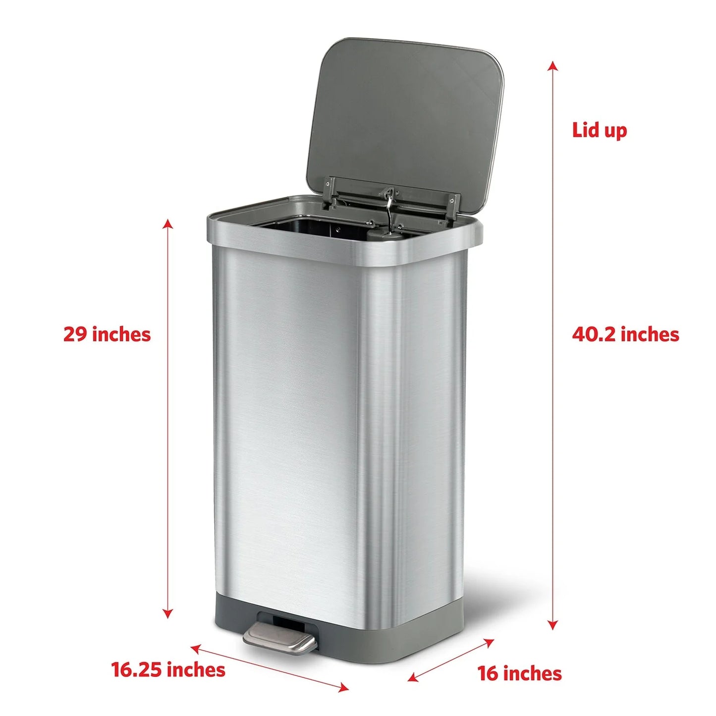 Glad All Stainless Steel Step-on Kitchen Trash Can