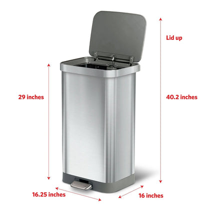 Glad All Stainless Steel Step-on Kitchen Trash Can