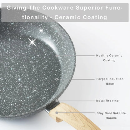 Pots and Pans Set Non stick, Ceramic Cookware Set Nonstick Kitchen Cooking Set w/Frying Pan Saucepan Saute Pan Casserole