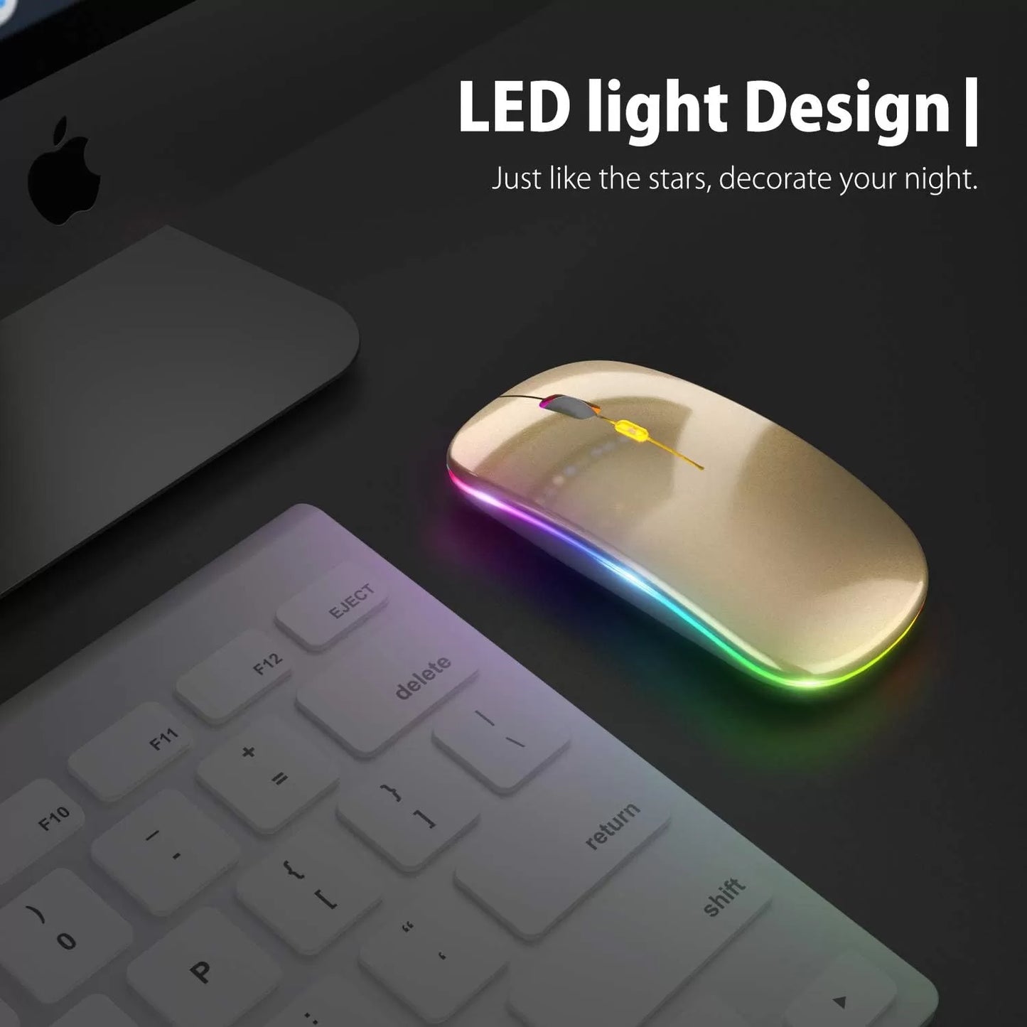 [Upgrade] LED Wireless Mouse, Slim Silent Mouse 2.4G Portable Mobile Optical Office Mouse with USB & Type-c Receiver, 3 Adjustable DPI Levels for Notebook, PC, Laptop, Computer, MacBook (Pink)
