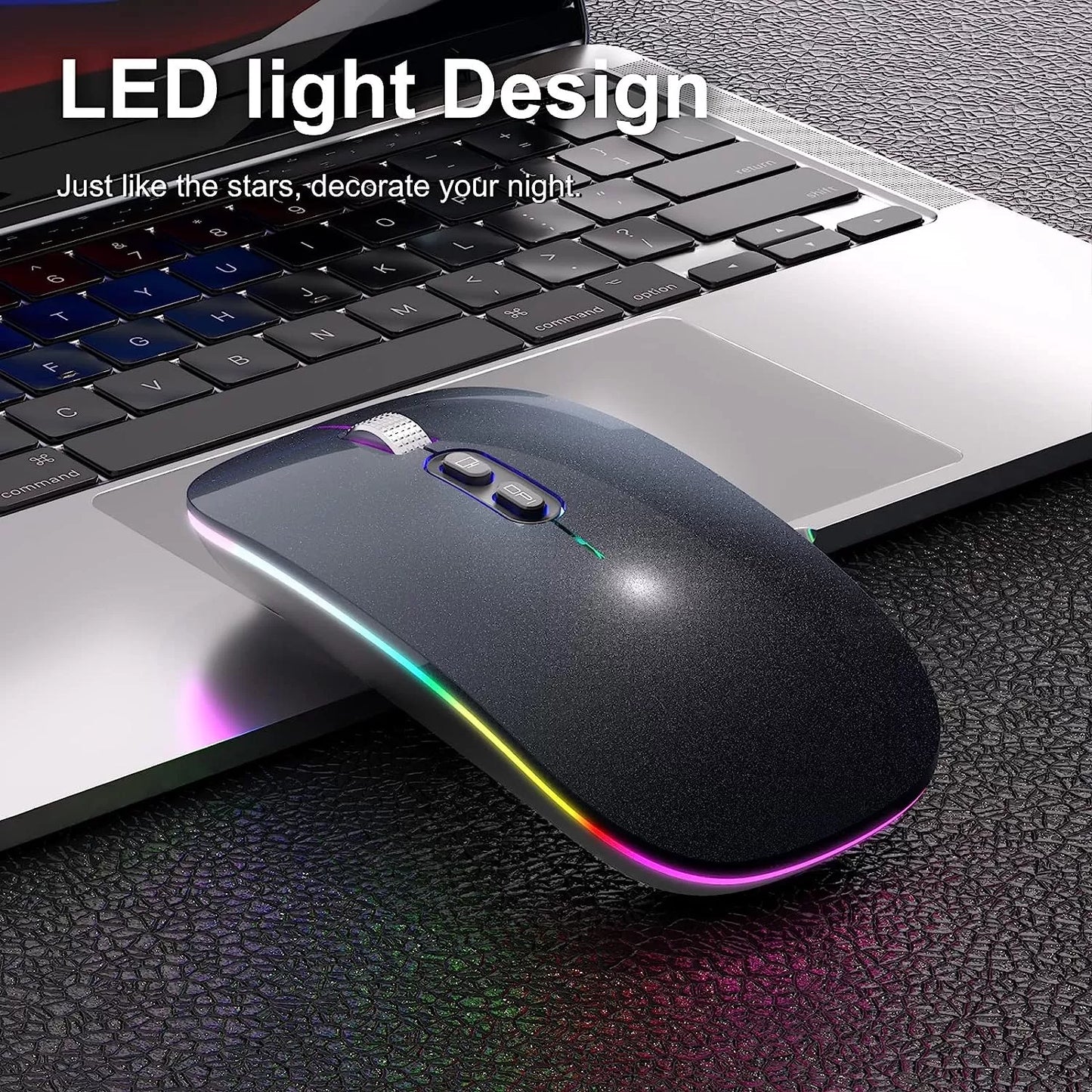 [Upgrade] LED Wireless Mouse, Slim Silent Mouse 2.4G Portable Mobile Optical Office Mouse with USB & Type-c Receiver, 3 Adjustable DPI Levels for Notebook, PC, Laptop, Computer, MacBook (Pink)