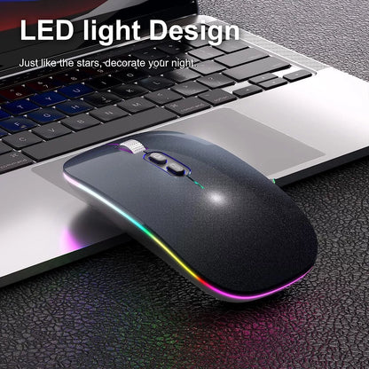 [Upgrade] LED Wireless Mouse, Slim Silent Mouse 2.4G Portable Mobile Optical Office Mouse with USB & Type-c Receiver, 3 Adjustable DPI Levels for Notebook, PC, Laptop, Computer, MacBook (Pink)