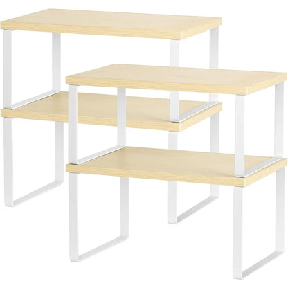 Stackable Kitchen Cabinet Shelves Organizer