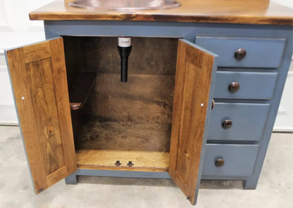 Rustic Farmhouse Vanity - Copper Sink - 42" - BLUE🔥Free shipping🔥