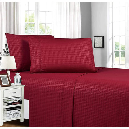 Elegant Comfort Diamond Embossed 4-Piece Bed Sheet & Pillowcase Set