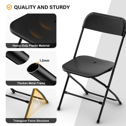 4/5/6/10/20/40 Pack Portable Plastic Folding Chair 350lb Stackable Commercial Seat with Steel Frame Party Chairs Black/White