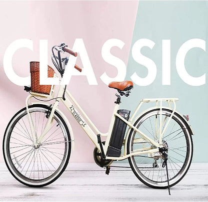 NAKTO 22"/26" Electric Bike for Adults 250W/350W City-Electric Bike Sporting 6-Speed Gear Electric Bicycles 36V 10.4/12Ah Removable Lithium Battery Ebike for Female Male