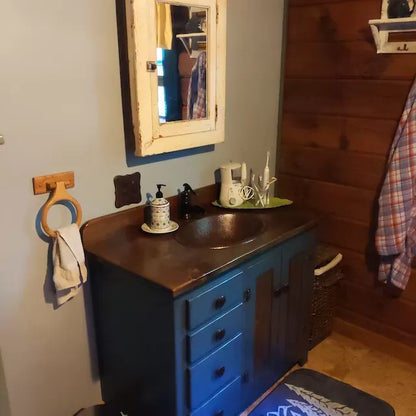 Rustic Farmhouse Vanity - Copper Sink - 42" - BLUE🔥Free shipping🔥