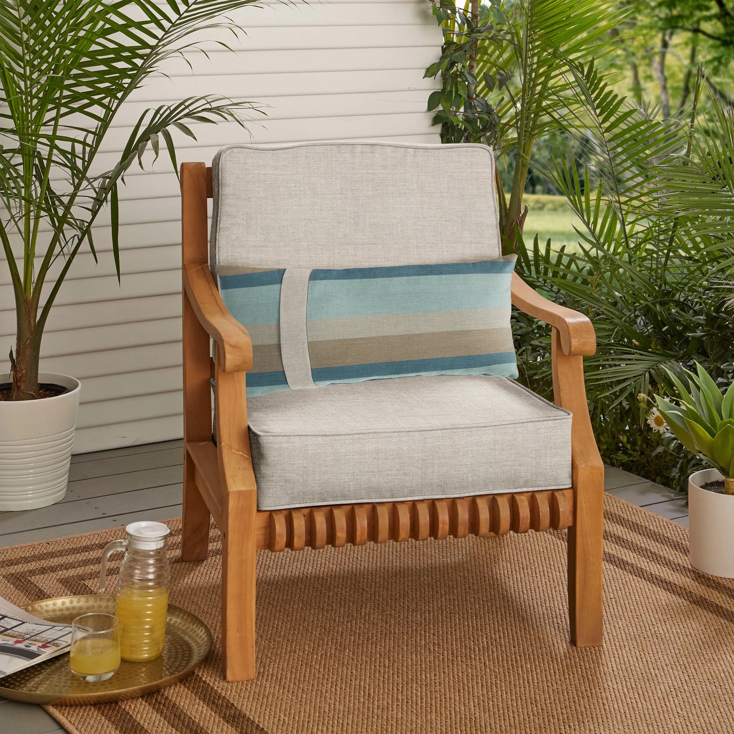Sorra Home Oakley Sunbrella Solid Indoor/ Outdoor Corded Chair Cushion Set and Lumbar Pillow